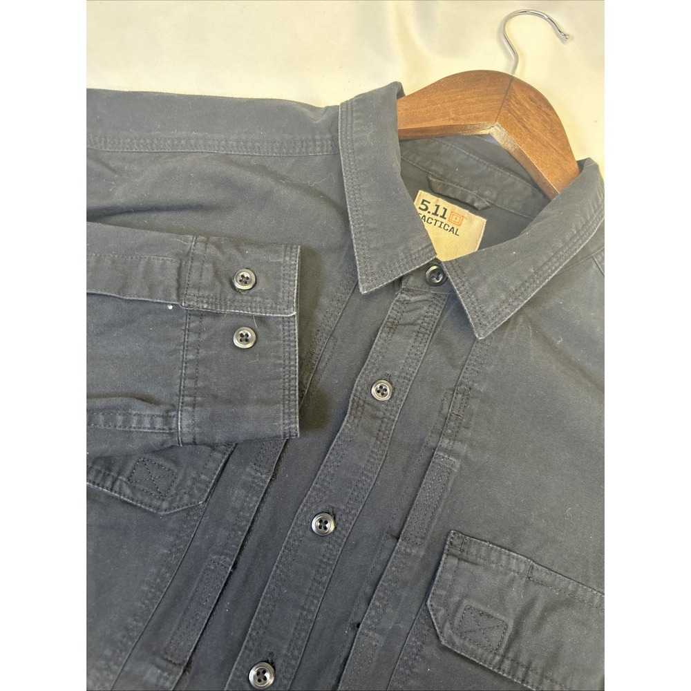 5.11 Tactical Series Black Solid Long‎ Sleeve Mens XL Button Up Shirt Cotton